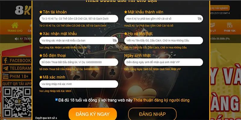 Anh em cần nhập đúng thông tin khi đăng ký 8KBET